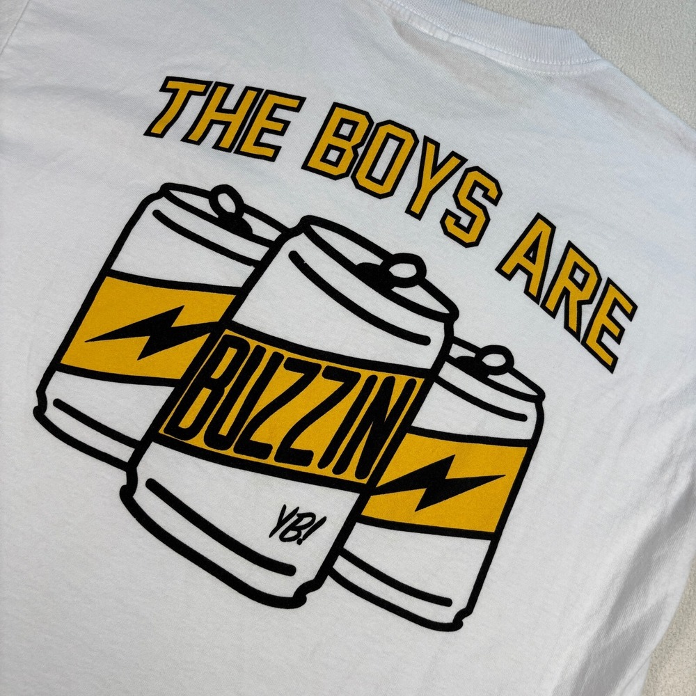 Bayside Heavyweight Beer Buzz T-Shirt Men's M White Preshrunk Cotton Made in USA - Picture 8 of 13